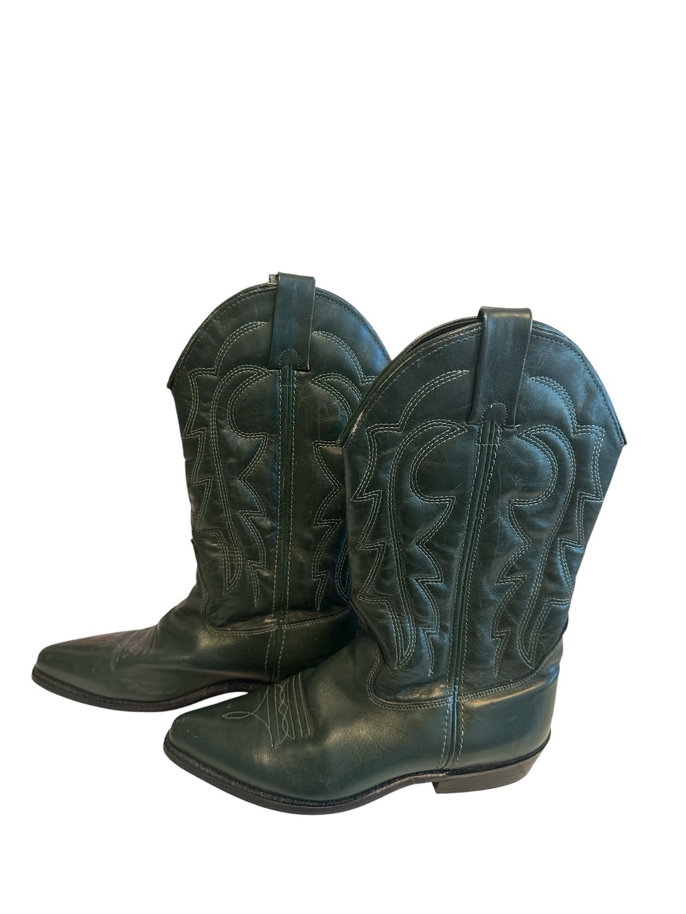 Vintage Vittorio Teal Green Embroidered Western Ankle Boots